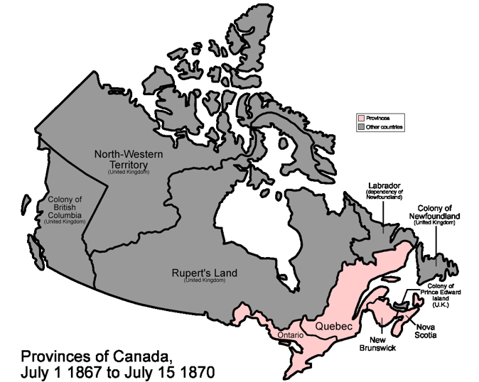 1870 Map of Canada