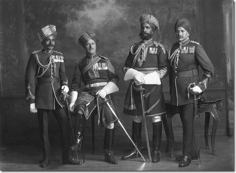 Four of the King’s Indian Orderly Officers photographed at the Lafayette Studio in London, 1925