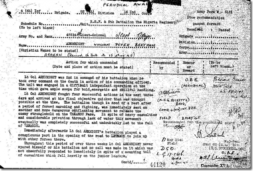 Lieutenant Colonel William Peter Bertram Arkwright DSO
