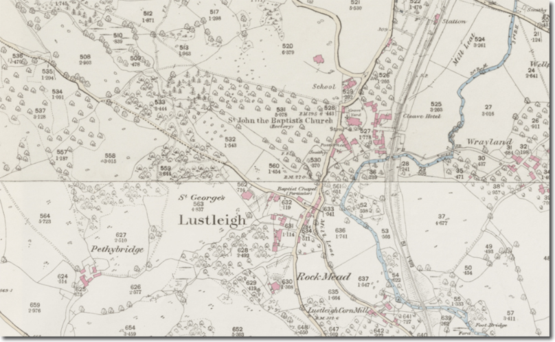 Map of Pethybridge and Lustleigh